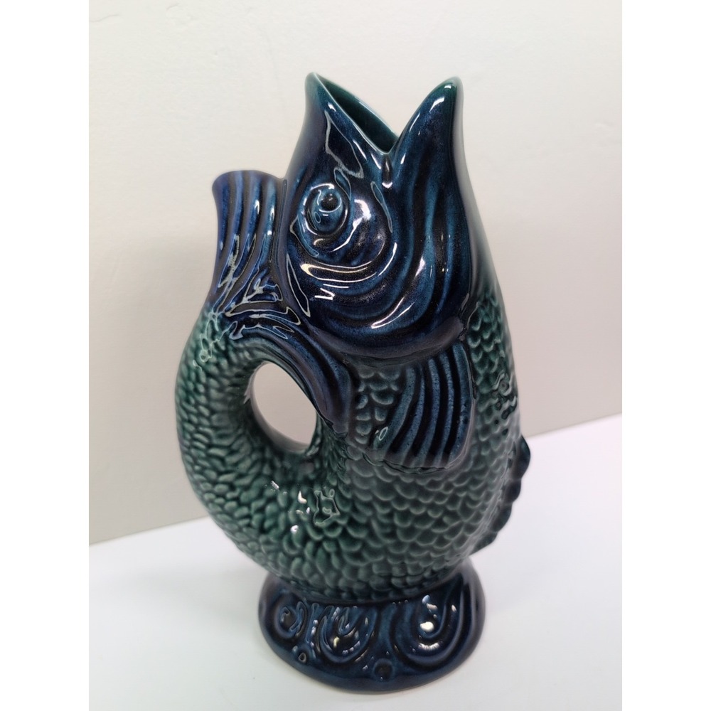 Vintage( Suspected )Olfaire Fish Shaped Gurgle Jug Pitcher Ceramic - Picture 3 of 8